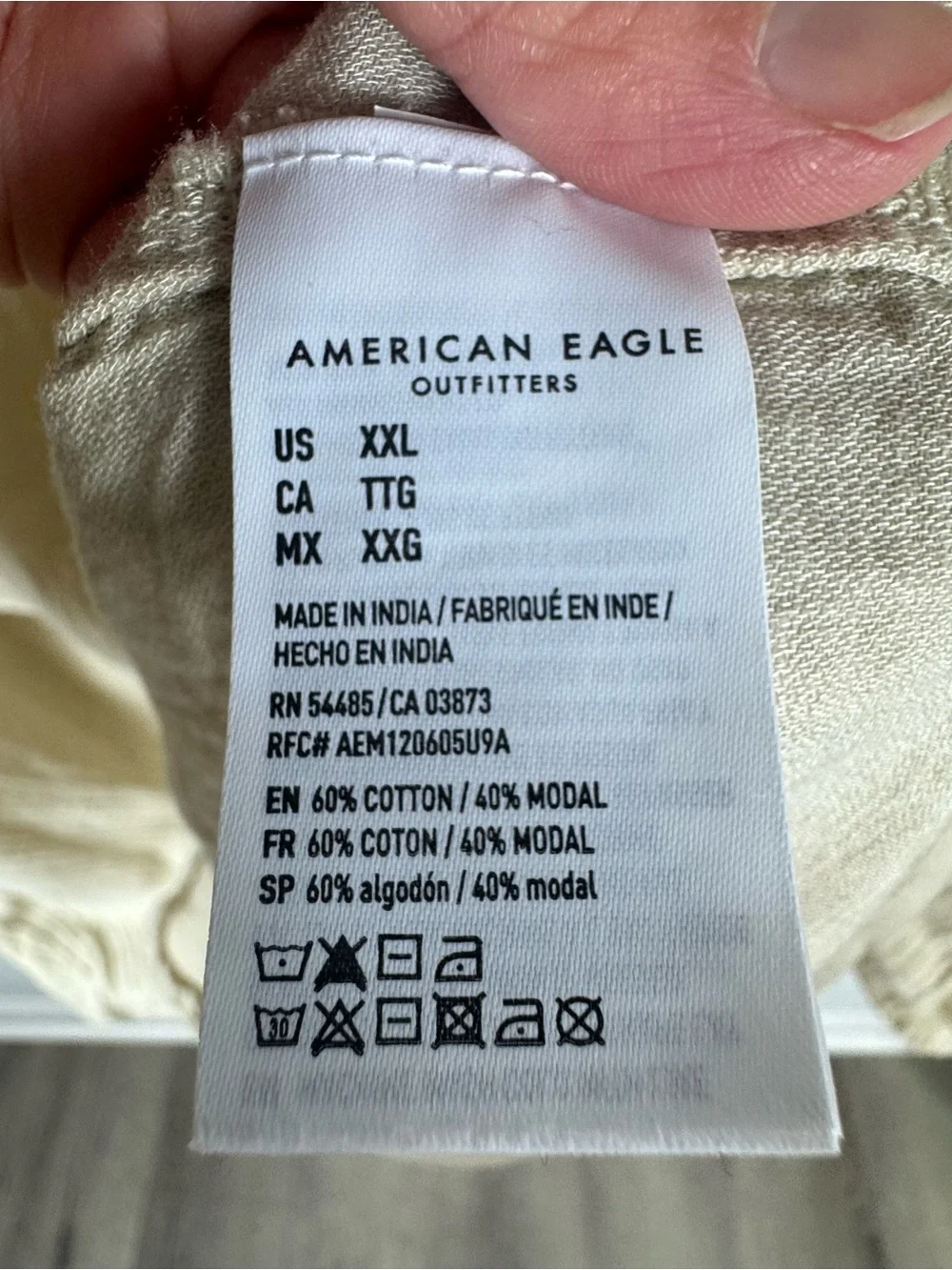 American Eagle Oversized Gauze Coverup Button Down Shirt Cream Beige Women’s XXL - Picture 6 of 7